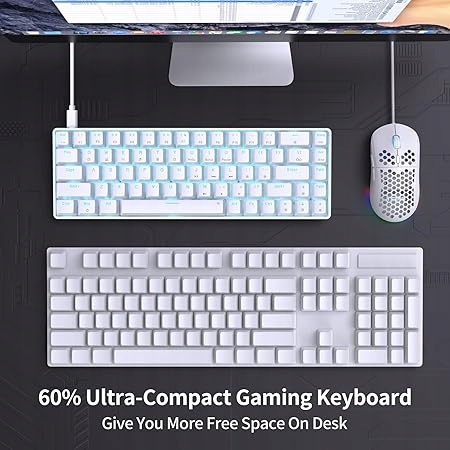 Klawiatura mechaniczna gamingowa TMKB T68SE Blue switch biała