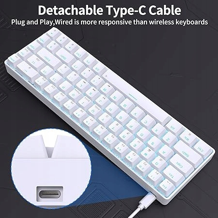 Klawiatura mechaniczna gamingowa TMKB T68SE Brown switch biała