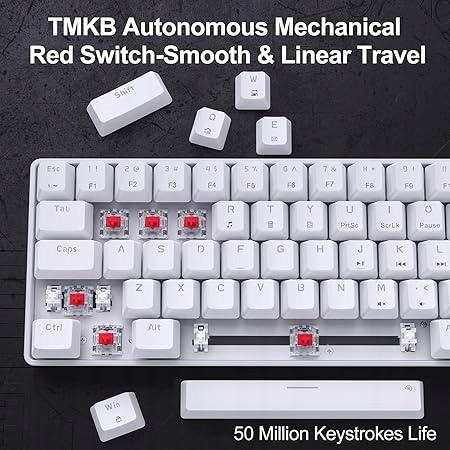 Klawiatura mechaniczna gamingowa TMKB T68SE Brown switch biała