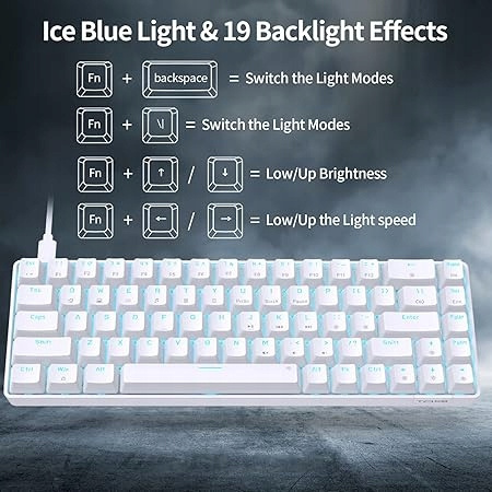Klawiatura mechaniczna gamingowa TMKB T68SE Brown switch biała