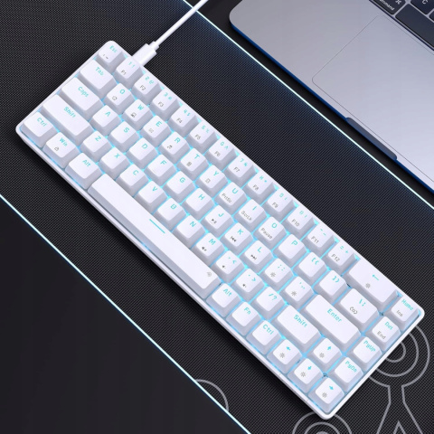 Klawiatura mechaniczna gamingowa TMKB T68SE Brown switch biała