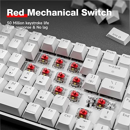 Klawiatura mechaniczna gamingowa TMKB T84SE Red switch biała Klawiatura mechaniczna gamingowa TMKB T84SE Red switch biała