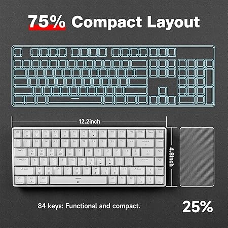 Klawiatura mechaniczna gamingowa TMKB T84SE Red switch biała Klawiatura mechaniczna gamingowa TMKB T84SE Red switch biała