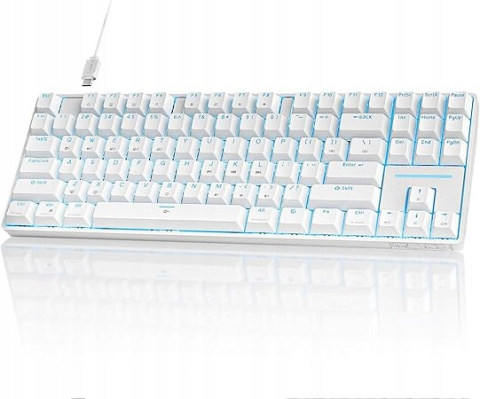 Klawiatura mechaniczna gamingowa TMKB T87SE Red switch biała