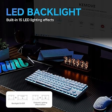 Klawiatura mechaniczna gamingowa TMKB T87SE Red switch biała