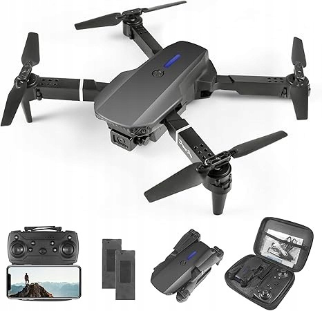 Dron E88 PRO 2-AKUMULATORY W ZESTAWIE KAMERA 4K FULL HD JASNO-SZARY