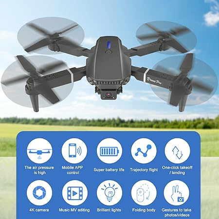 Dron E88 PRO 2-AKUMULATORY W ZESTAWIE KAMERA 4K FULL HD JASNO-SZARY