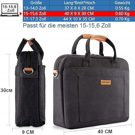 Torba na laptopa, 15-15,6" DOB SECHS czarna Buisness Torba na laptopa, 15-15,6" DOB SECHS czarna Buisness