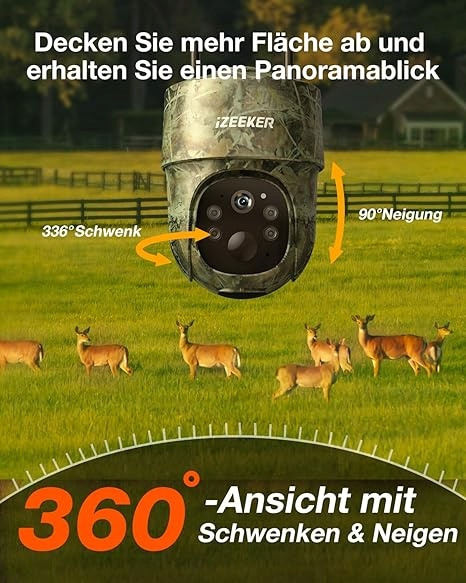 Kamera solarna IZEEKER iG500 fotopułapka 4G LTE karta SD widok 360° HD