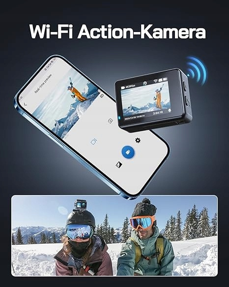 Kamera sportowa WOLFANG GA120 4K 40M wodoodporna 170° szerok podwójny ekran