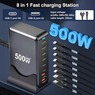 Ładowarka USB C 500W 8 Portów Szybkie Ładowanie MacBook iPad