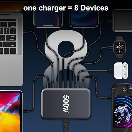 Ładowarka USB C 500W 8 Portów Szybkie Ładowanie MacBook iPad