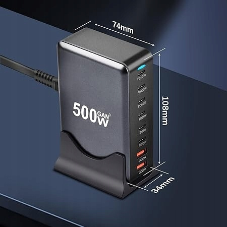 Ładowarka USB C 500W 8 Portów Szybkie Ładowanie MacBook iPad
