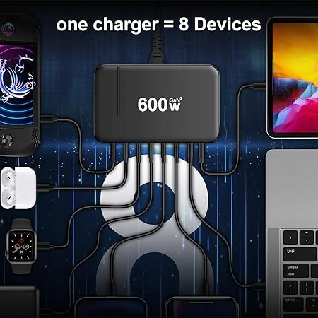 Ładowarka USB C 600W 8 Portów Szybkie Ładowanie QIQIAZI MacBook iPad