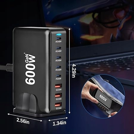 Ładowarka USB C 600W 8 Portów Szybkie Ładowanie QIQIAZI MacBook iPad