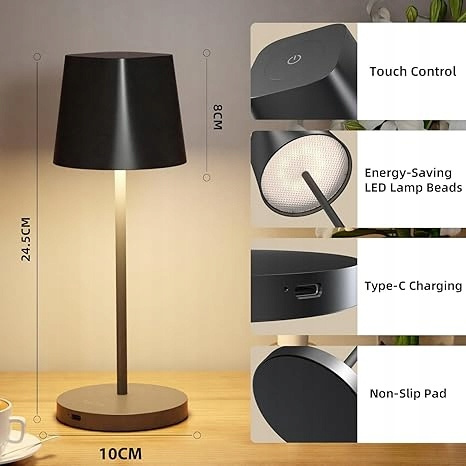 Lampa Bezprzewodowa Stołowa Led Ściemniana Dotykowo wodoodporna IP44