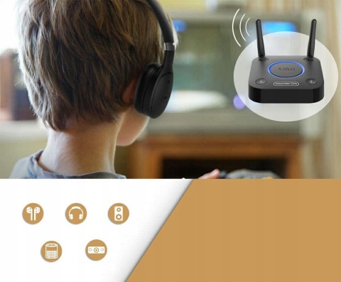 Nadajnik audio 1Mii B06TX Bluetooth 5.2 do telewizora, AUX/optyczny/3,5 mm Nadajnik audio 1Mii B06TX Bluetooth 5.2 do telewizora, AUX/optyczny/3,5 mm
