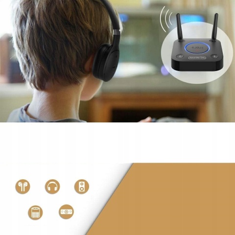 Nadajnik audio 1Mii B06TX Bluetooth 5.2 do telewizora, AUX/optyczny/3,5 mm Nadajnik audio 1Mii B06TX Bluetooth 5.2 do telewizora, AUX/optyczny/3,5 mm