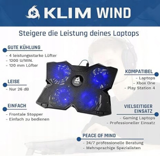 Podkładka chłodząca KLIM Wind do notebooków 48,3 cm (19") 1400 RPM Czarny