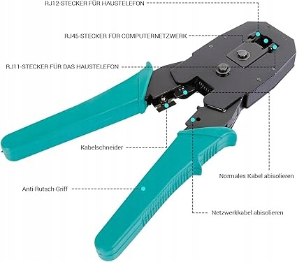 Zestaw Narzędzi Sieciowych SGILE 12w1 Tester Zaciskarka RJ45 RJ11 + Etui