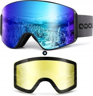 Gogle narciarskie Odoland okulary uniseks, snowboardowe, bezramkowe